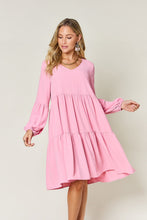 Load image into Gallery viewer, Double Take Full Size V-Neck Balloon Sleeve Tiered Dress with Pockets