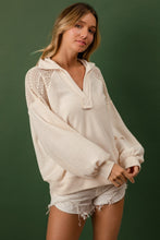 Load image into Gallery viewer, BiBi French Terry Lace Shoulder Top