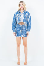 Load image into Gallery viewer, American Bazi Jacquard Trim Cropped Denim Jacket