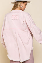 Load image into Gallery viewer, POL Button Down Raw Hem Distressed Shacket