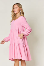 Load image into Gallery viewer, Double Take Full Size V-Neck Balloon Sleeve Tiered Dress with Pockets