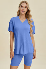 Load image into Gallery viewer, Basic Bae Full Size Ribbed V-Neck Short Sleeve Top and Shorts Set