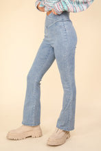 Load image into Gallery viewer, VERY J Washed Denim Stretchy Crossover Waist Leggings