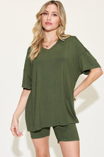 Load image into Gallery viewer, Basic Bae Full Size V-Neck Drop Shoulder T-Shirt and Shorts Set