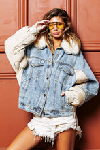 Load image into Gallery viewer, BiBi Detachable Faux Fur Collar Puffer Denim Jacket