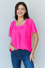Load image into Gallery viewer, Ninexis Keep Me Close Square Neck Short Sleeve Blouse in Fuchsia