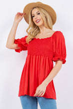 Load image into Gallery viewer, Celeste Full Size Ruffled Short Sleeve Smocked Blouse