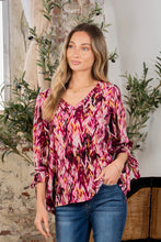 Load image into Gallery viewer, Sew In Love Full Size Printed V-Neck Blouse with Sleeve Knot