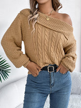 Load image into Gallery viewer, Cable-Knit One Shoulder Long Sleeve Sweater