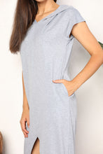 Load image into Gallery viewer, Perfee Short Sleeve Front Slit Hooded Dress