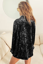 Load image into Gallery viewer, BiBi Button Up Long Sleeve Velvet Shirt