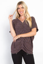 Load image into Gallery viewer, Be Stage Full Size Lurex Center Elastic Cinched Knit Top