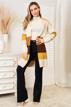 Load image into Gallery viewer, Woven Right Color Block Dropped Shoulder Cardigan