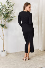 Load image into Gallery viewer, Culture Code Full Size Ribbed Long Sleeve Midi Slit Dress