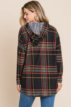 Load image into Gallery viewer, BOMBOM Drawstring Plaid Long Sleeve Hoodie