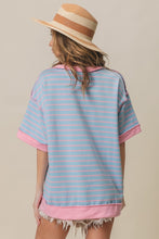 Load image into Gallery viewer, BiBi Exposed Seam Stripe Contrast T-Shirt