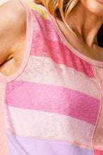 Load image into Gallery viewer, BiBi Color Block &amp; Striped Round Neck Tank