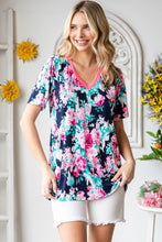 Load image into Gallery viewer, Heimish Full Size Floral V-Neck Short Sleeve T-Shirt