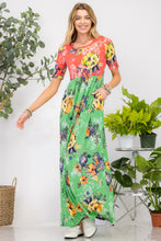 Load image into Gallery viewer, Celeste Full Size Printed Round Neck Short Sleeve Maxi Dress