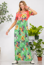 Load image into Gallery viewer, Celeste Full Size Printed Round Neck Short Sleeve Maxi Dress