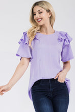 Load image into Gallery viewer, Celeste Full Size Ruffle Layered Short Sleeve Texture Top