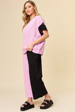 Load image into Gallery viewer, Double Take Full Size Texture Contrast T-Shirt and Wide Leg Pants Set