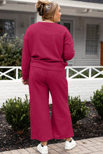 Load image into Gallery viewer, Double Take Full Size Textured Long Sleeve Top and Drawstring Pants Set