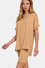 Load image into Gallery viewer, Zenana V-Neck Short Sleeve T-Shirt and Biker Shorts Set