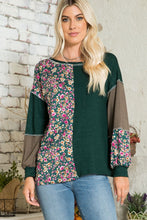 Load image into Gallery viewer, Celeste Full Size Floral Color Block Exposed Seam T-Shirt
