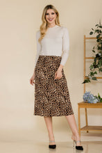 Load image into Gallery viewer, Celeste Full Size Leopard A-Line Midi Skirt