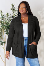 Load image into Gallery viewer, Basic Bae Full Size Ribbed Open Front Cardigan with Pockets