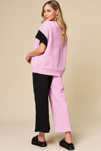 Load image into Gallery viewer, Double Take Full Size Texture Contrast T-Shirt and Wide Leg Pants Set