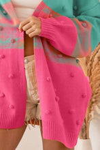 Load image into Gallery viewer, BiBi Color Block Ponpon Sweater Cardigan