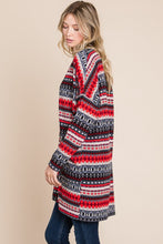 Load image into Gallery viewer, BOMBOM Geometric Open Front Long Sleeve Cardigan with Pockets