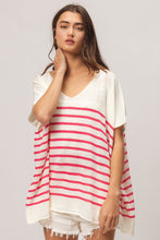 Load image into Gallery viewer, BiBi V Neck Striped Short Sleeve Top