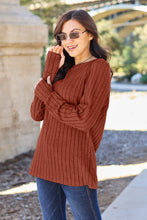 Load image into Gallery viewer, Basic Bae Full Size Ribbed Round Neck Long Sleeve Knit Top