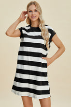 Load image into Gallery viewer, Basic Bae Full Size Striped Round Neck Cap Sleeve Mini Dress