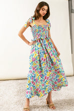 Load image into Gallery viewer, BiBi Floral Ruffle Trim Smocked Cami Dress