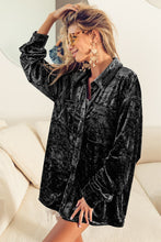 Load image into Gallery viewer, BiBi Button Up Long Sleeve Velvet Shirt