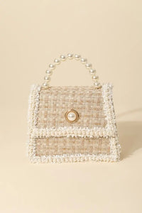 Fame Pearly Trim Woven Handbag