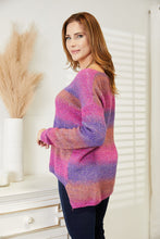 Load image into Gallery viewer, Angel Wings Multicolored Rib-Knit V-Neck Knit Pullover