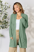 Load image into Gallery viewer, Basic Bae Full Size Ribbed Open Front Cardigan with Pockets