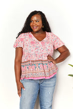 Load image into Gallery viewer, Perfee Bohemian Decorative Button Tie-Neck Peplum Blouse
