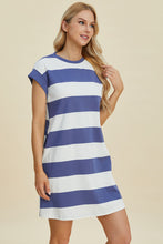 Load image into Gallery viewer, Basic Bae Full Size Striped Round Neck Cap Sleeve Mini Dress