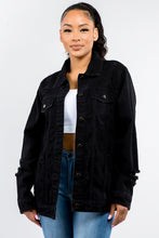 Load image into Gallery viewer, American Bazi Full Size Button Up Distressed Denim Jacket