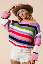 Load image into Gallery viewer, BiBi Multi Color Striped Cropped Sweater