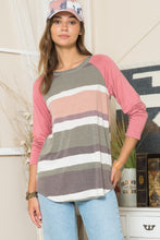 Load image into Gallery viewer, Celeste Full Size Striped Contrast Long Sleeve T-Shirt