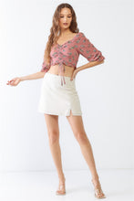 Load image into Gallery viewer, Miss Love / Kevin Co. Floral Ruffle Smocked Back Ruched Crop Top
